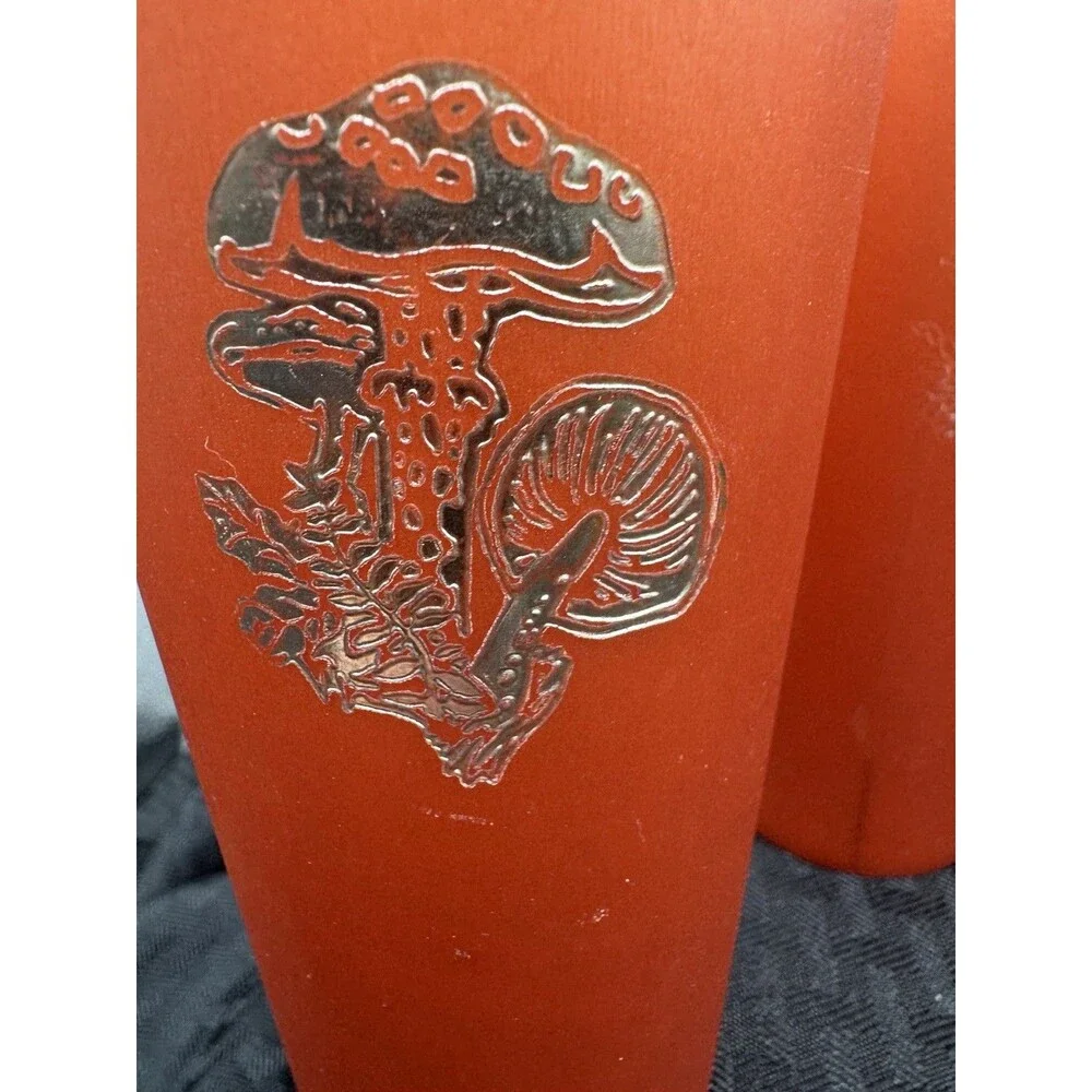 5 Retro 1970s Copper Plastic Nasco Magic Mushroom Toadstool Tumblers Glasses Cup